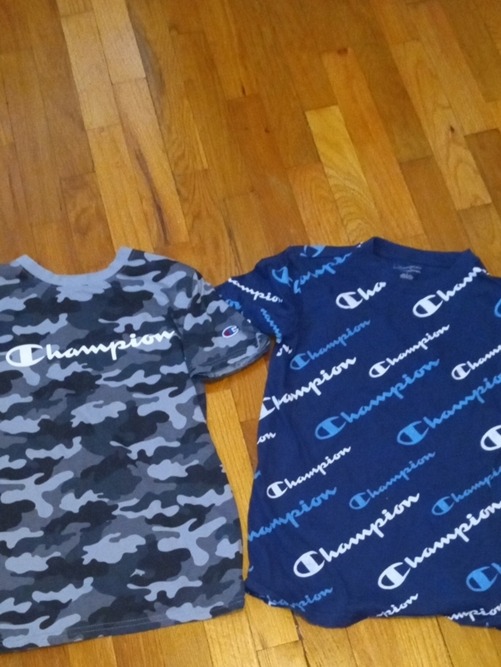 Champion Short Sleeve Tee Set - Navy Logo & Gray Camo boys large